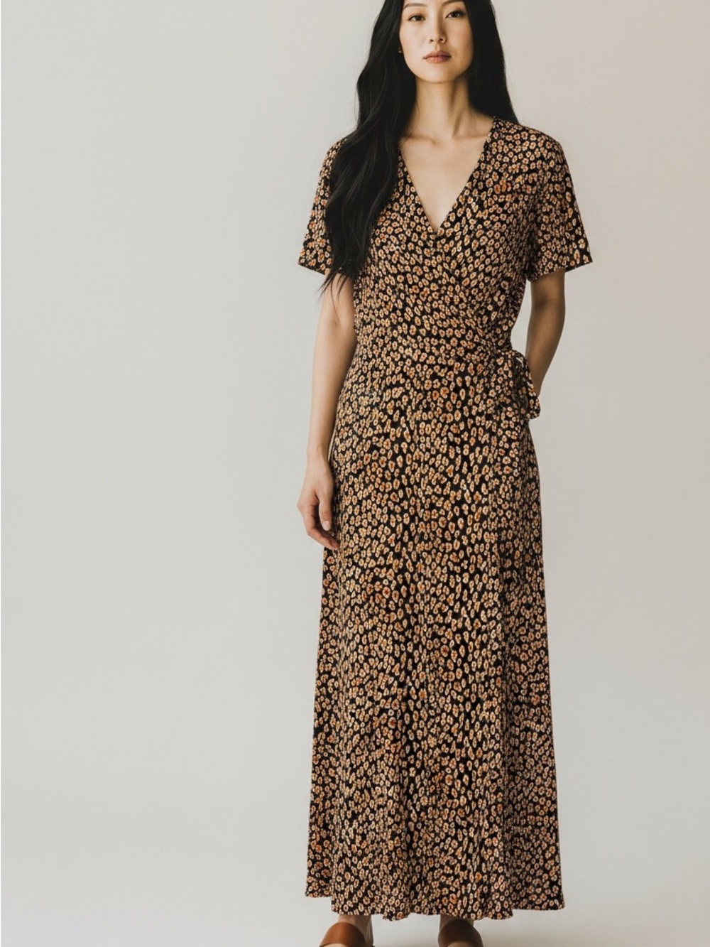 Free People Jess Wrap Maxi Dress Leopard Print Size XL.